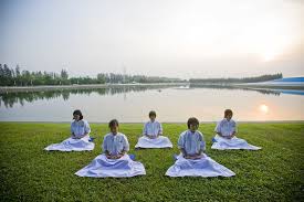 people meditating